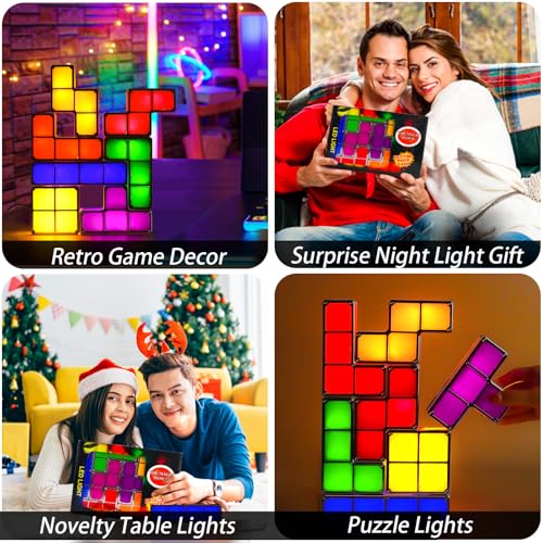 AVEKI Tangram Stackable Night Light, AVEKI LED 7 Colors Induction Interlocking Desk Lamp 3D DIY Magic Blocks Puzzles Toy for Bedroom Home Decor Ideal Gift for Birthday (US Plug) - Image 4