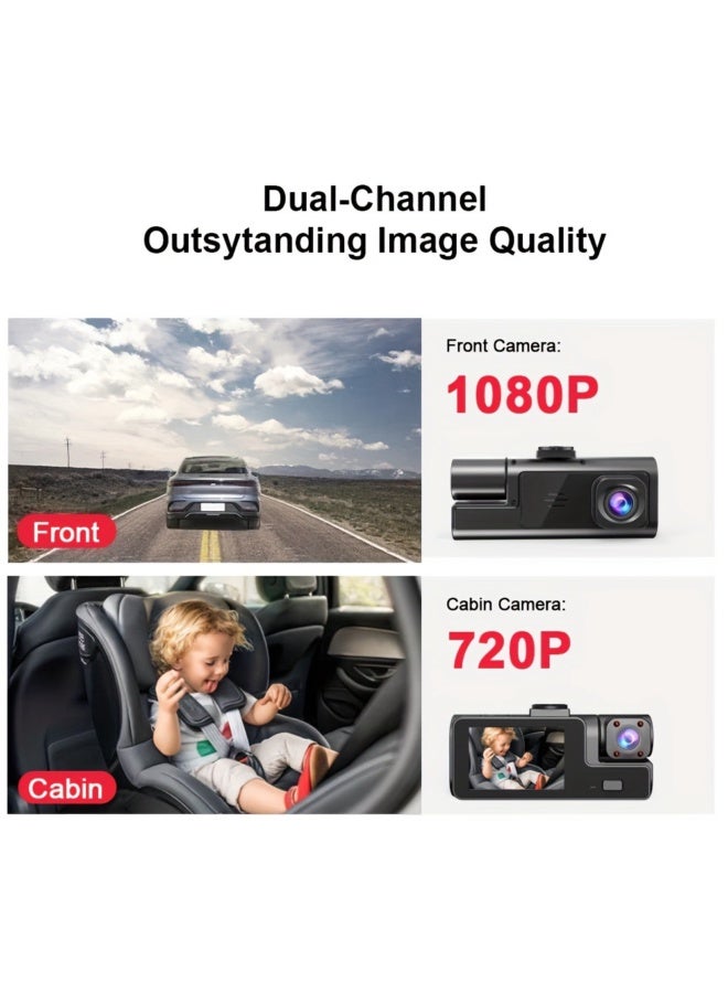 Dual-Lens A22 Dash Cam Front & Rear Camera with 1080P+720P HD Recording+32G内存 - Image 3