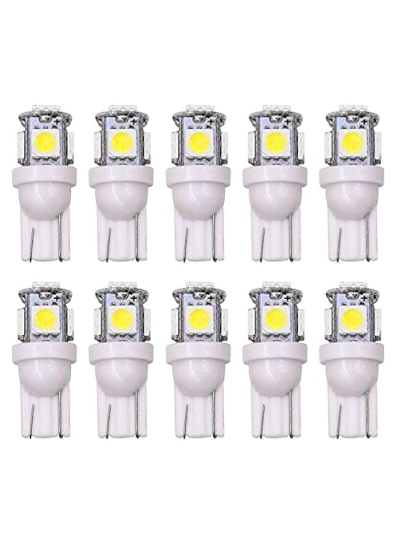SOLDOUT 10 PCS T10 W5W LED Bulbs Car Side Dashboard Wedge Light Car Styling Xenon Auto Lamps Parking (Pack of 10, White)  - Image 1
