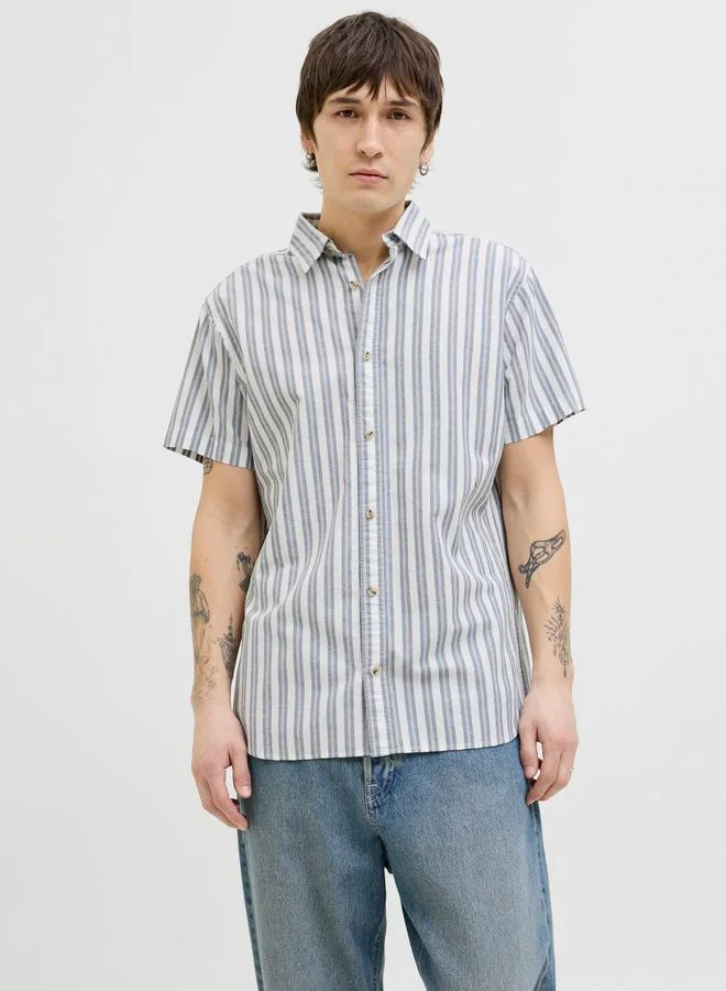 جاك اند جونز Jack & Jones Striped Spread Collar Regular Fit Shirt