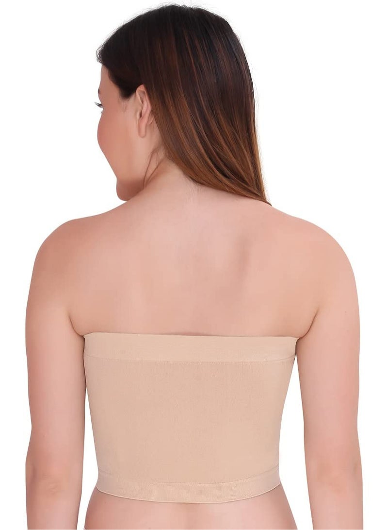 Glamroot Women's Non Padded Strapless Tube Bra (Pack Of 2) White/Beige - Image 5