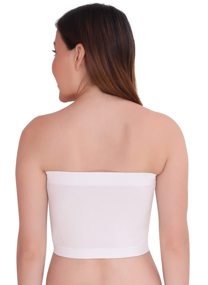 Glamroot Women's Non Padded Strapless Tube Bra (Pack Of 2) White/Beige - Image 3