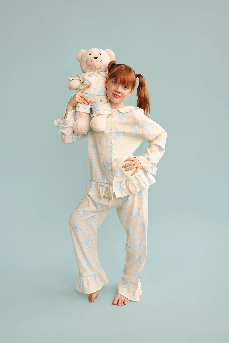 Luna Mia 'Sara' Pyjama Set With Matching Teddy Bear
