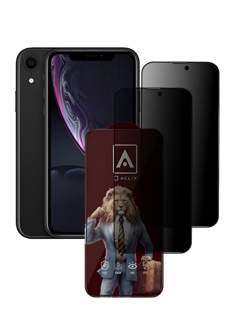 ACLIX 2 Pieces Antistatic ESD Dustproof Premium Quality High Definition Anti-Spy Privacy Tempered Glass Screen Protector Designed For  iPhone XR - Image 1