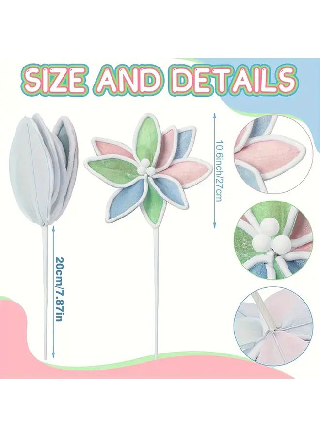 6pcs Artificial Poinsettia Garland Christmas Tree Topper Decorations No Electricity Needed - Image 3