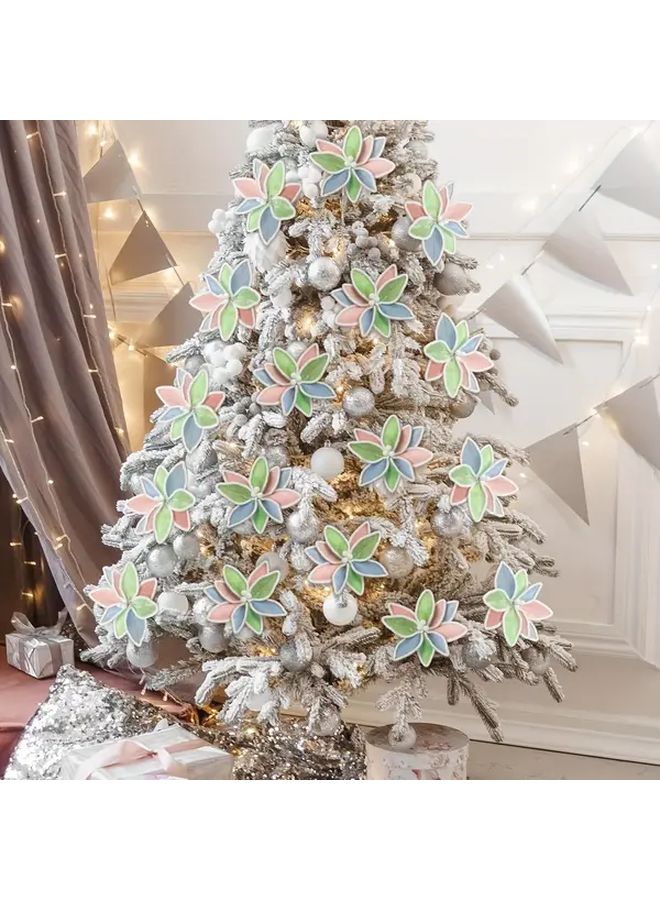 6pcs Artificial Poinsettia Garland Christmas Tree Topper Decorations No Electricity Needed - Image 4