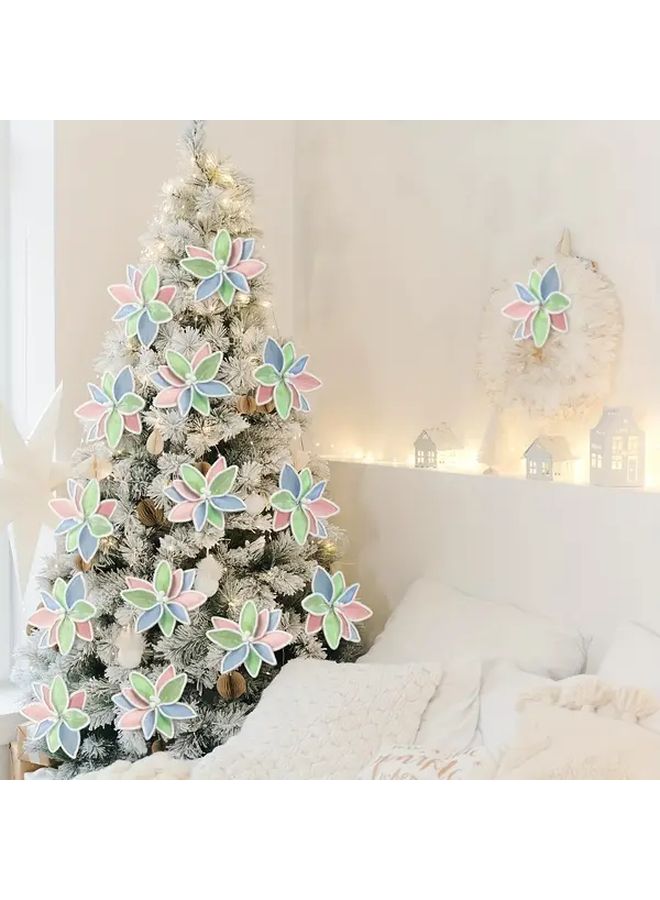 6pcs Artificial Poinsettia Garland Christmas Tree Topper Decorations No Electricity Needed - Image 5