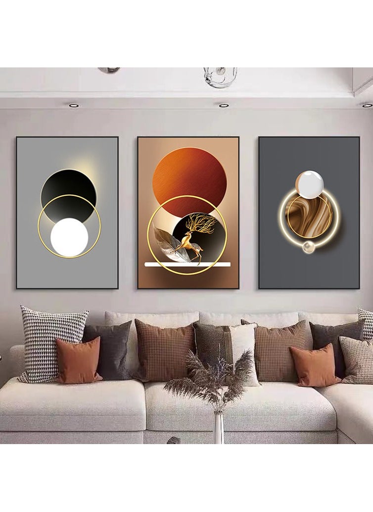 FASHION HOME 3PCS Wall Art Bright Style Minimalist Decor Modern Abstract Canvas Prints Poster Picture Framed Paintings Decorations  - Image 3