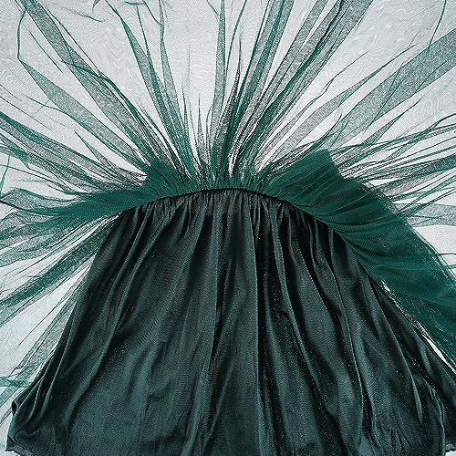 elamccor Toddler Baby Girl's Tutu A Line Knee Length Tulle Layered Long Party Skirt for Little Big Girls 1T-16T Dark Green - Image 2