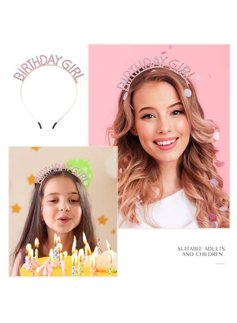 Birthday Girl Sash & Rhinestone Headband Set, Birthday Crowns for Girl, Rose Gold Glitter Birthday Sash Birthday Headband Gifts for Women Birthday Party Supplies - Image 4
