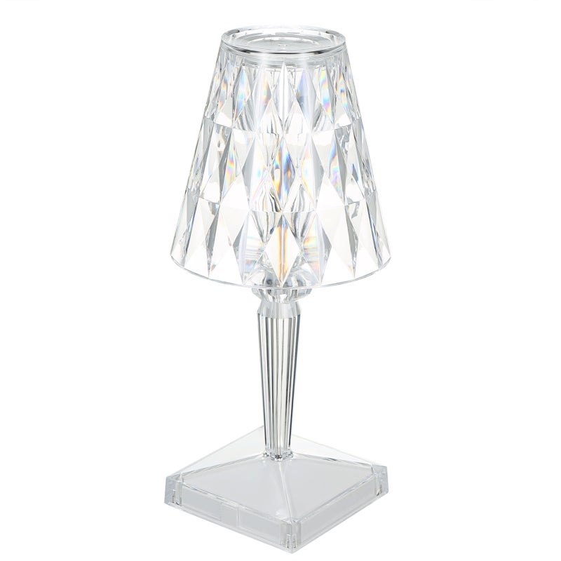 Acrylic Lampshade Diamond Shape LED Lighting - Touch Control Dimmable Lamp - Rechargeable 2000mAh Battery for Home Hotel Decor - Image 1