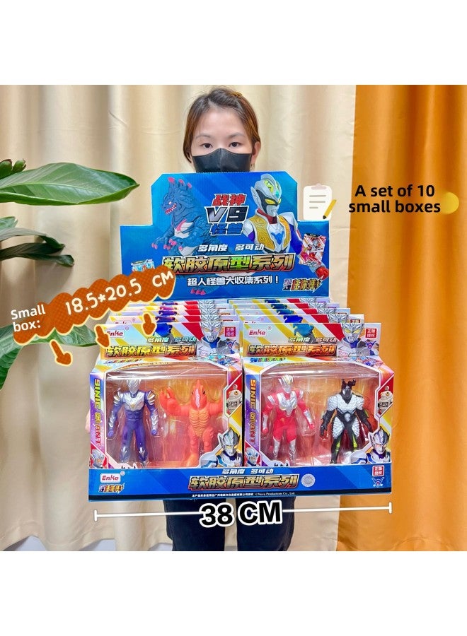 Children's Genuine Chinese Superman Toy Shaper Doll OTE Monster Boy Gift Box Full Set Of Toys-Color:888-15 Soft Plastic Superman Monster - Image 1