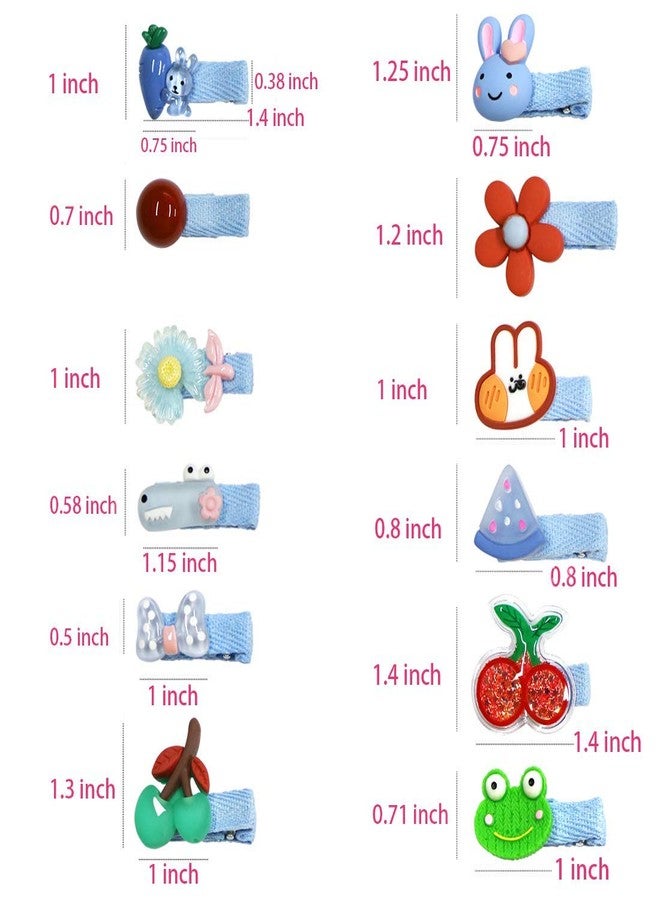 Fameza 10 Pieces Baby Girls Hair Clips Cute Animal Fruit Flower Pattern Fully Ribbon Lined Hair clips for Baby Girls Infants toddlers kids Teens - Image 4