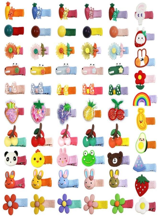 Fameza 10 Pieces Baby Girls Hair Clips Cute Animal Fruit Flower Pattern Fully Ribbon Lined Hair clips for Baby Girls Infants toddlers kids Teens - Image 2