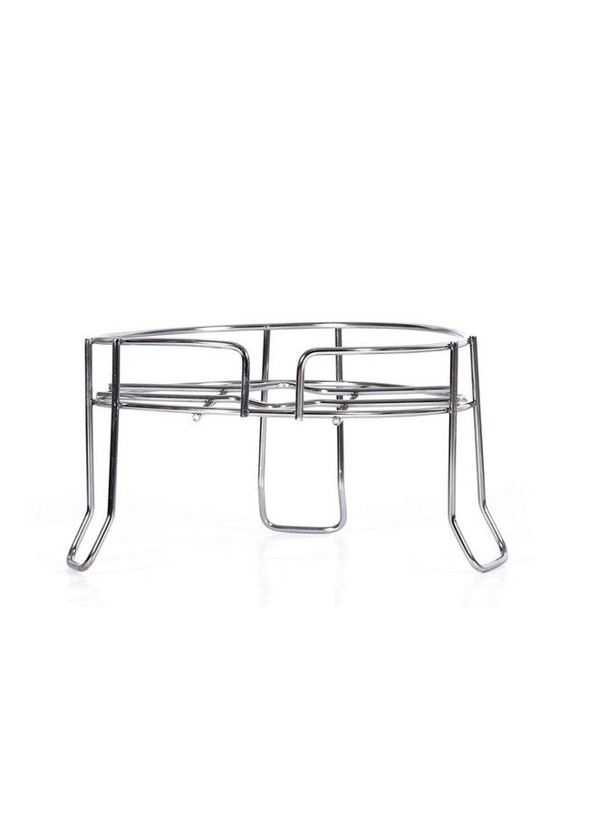 Kavid Heavy Stainless Steel Chrome Plated Fancy Water Matka And Pot Stand (Silver, Standard), Step Shelf - Countertop - Image 1