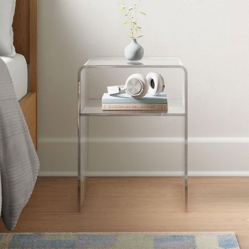 Al Raied ARS Clear Acrylic End Table – Modern 2-Tier Side Table with Storage Shelf - Image 4