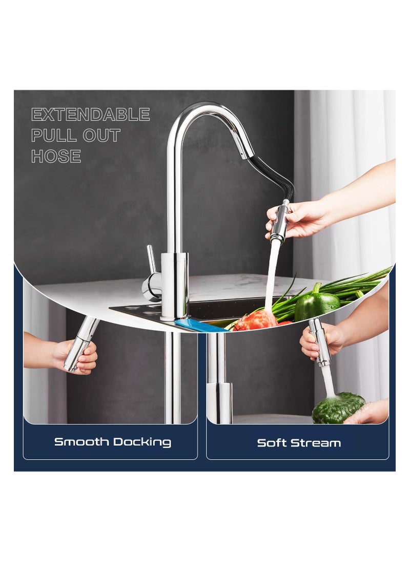 HESANIT HESANIT Pull Out Sprayer Kitchen Sink Faucet Mixer Chrome - 6931C  - Image 3