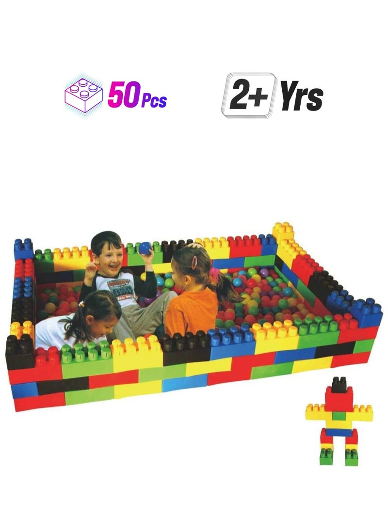 RBWTOYS - RBW Toys Jumbo Blocks Building Sets Colorful Interlocking Blocks Set in Puzzle Games,Jumbo Building Blocks Set includes 50 durable plastic blocks in 4 different colors RW-16645 - Image 1