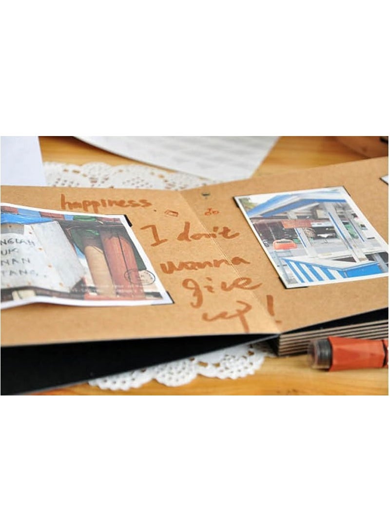 Rubik Scrapbook Photo Album, Kraft Paper Scrapbooking 14 Sheets / 28 Pages DIY Blank Creative Diary for Birthday Anniversary (Black/Brown)  - Image 4