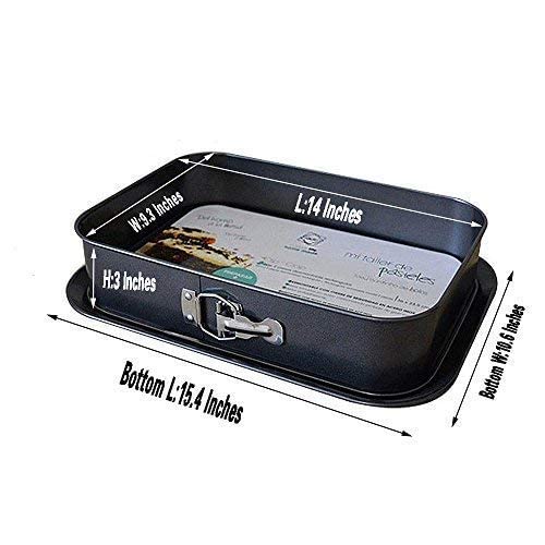 meleg otthon Springform Pan Cheesecake Pan Leakproof Cake Pan Bakeware Rectangle Nonstick Removable Bottom Black 10.6"D x 15.4"W x 3"H - Image 5
