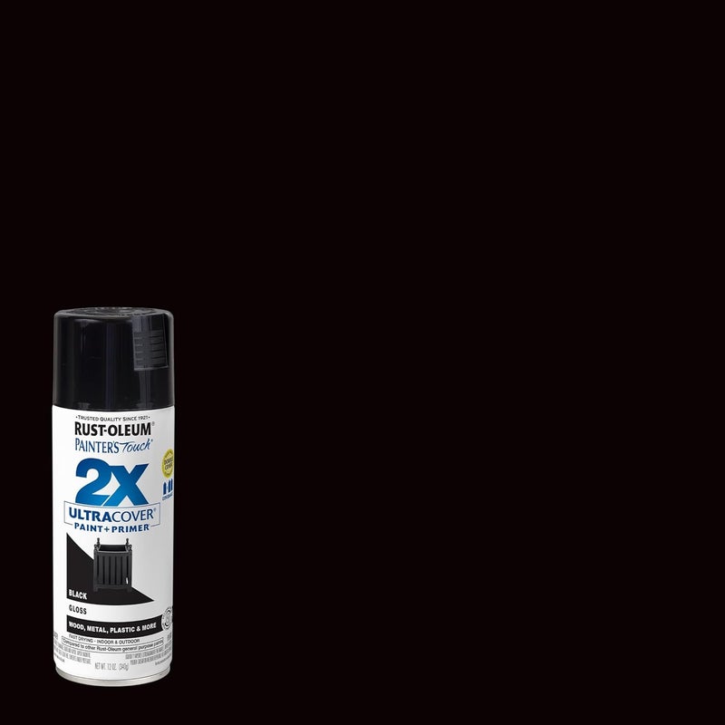 Rust-Oleum 249122-6PK Painter's Touch 2X Ultra Cover Spray Paint, 12 oz, Gloss Black, 6 Pack - Image 2