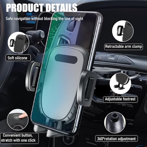Gasedin Car Phone Holder for CD Slot, Magnetic or One Button Release Hands Free Car Phone Holder, Silicone Pad Protection and 360° Rotation Cell Phone Mount, Car Accessories - Image 4