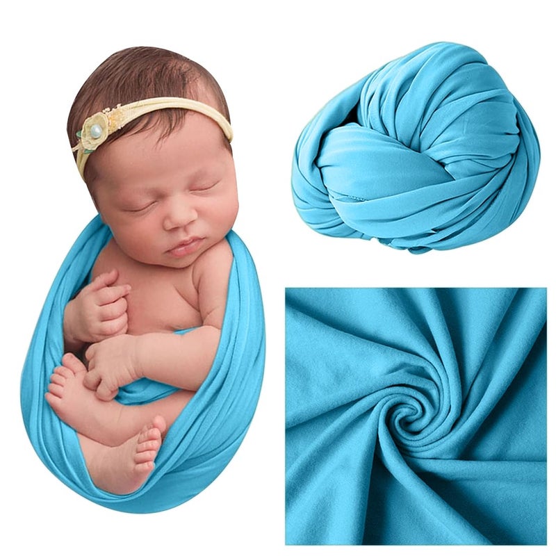 BabyMoon Baby Wrap Photography Props Stretch Without Wrinkle, Anti-Pilling, Breathable Blanket Swaddle Wrap | Azure Blue - Image 1