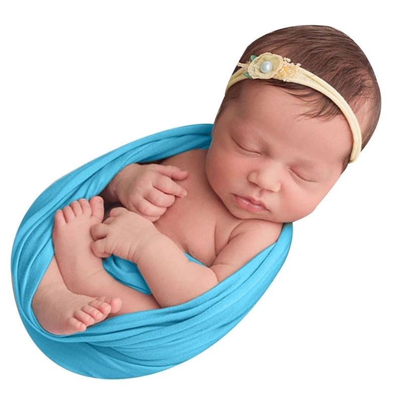 BabyMoon Baby Wrap Photography Props Stretch Without Wrinkle, Anti-Pilling, Breathable Blanket Swaddle Wrap | Azure Blue - Image 5