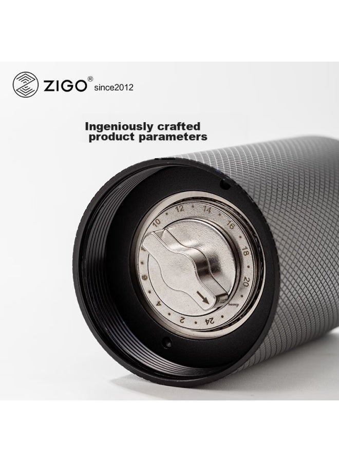 Zigo Hand-crank Coffee Grinder, Portable Cnc 6-blade Home Coffee Bean Grinder , Black - Image 2