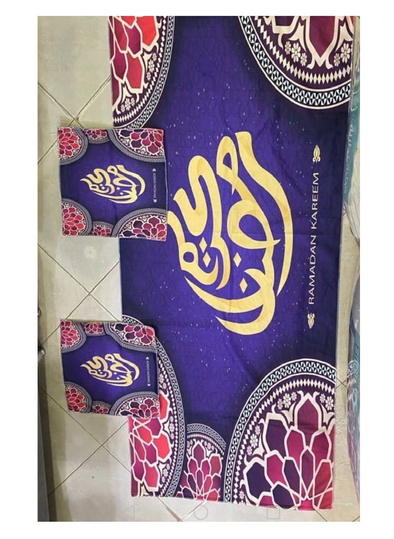 Generic - Runner Ramadan table + 2 small tattouka tablecloths, set of 3 pieces, consisting of Runner, size 90 * 45, 2 tattoukas, size 45 * 45, Ramadan, high-quality materials - Image 1