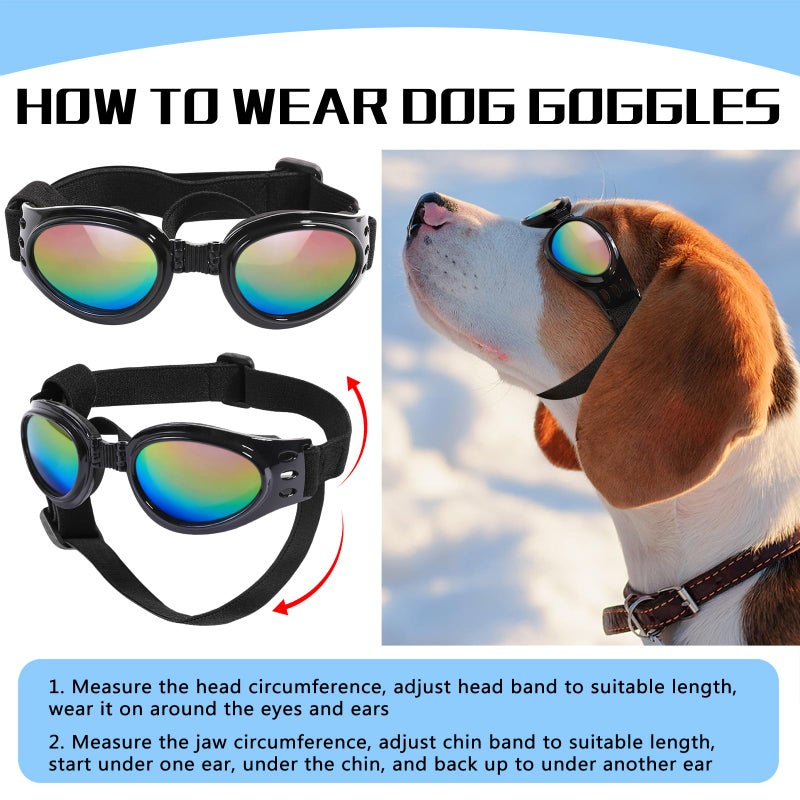 QUMY Dog Sunglasses Dog Goggles for Medium Large Breed Dogs, Wind Dust Fog Protection Eye Wear Pet Glasses with Adjustable Strap for Motorcycle Car Driving Bike Riding Hiking Swimming Over 15lbs Red - Image 4