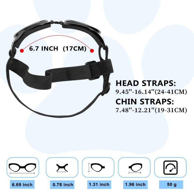 QUMY Dog Sunglasses Dog Goggles for Medium Large Breed Dogs, Wind Dust Fog Protection Eye Wear Pet Glasses with Adjustable Strap for Motorcycle Car Driving Bike Riding Hiking Swimming Over 15lbs Red - Image 3