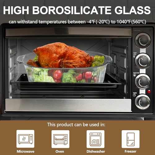 Luvan 2.8L/3Qt Glass Casserole Dish with Lid, Ribbed Oval Glass Baking Dish for Oven & Microwave, Clear Lead-Free Covered Casserole Cookware, Versatile Deep Glasses Food Container for Baking, Cooking - Image 4