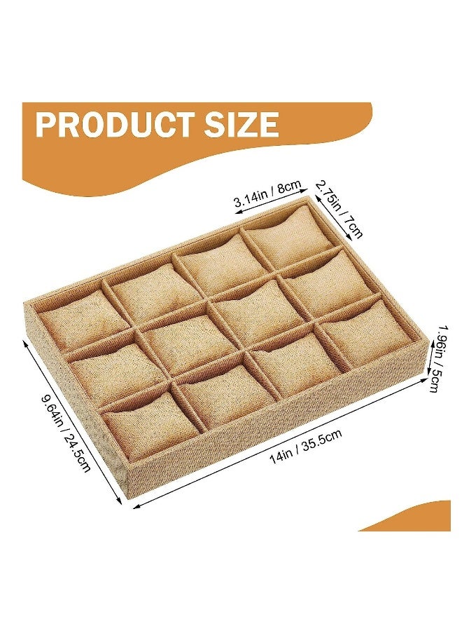 12 Slots Grid Watch Organizer, Watch Tray Jewelry Organizer 12 Grid with Pillows, Watch Tray, Bracelet Bangle Display Holder, Jewelry Display Tray, Elegant Display and Storage Solution