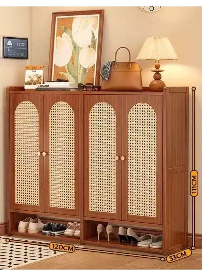 بست وان خزانة أحذية عملية وأنيقة مثالية للحفاظ على مساحة معيشة منظمة ومرتبة وجذابة 120×33×111 سم بني 4 أبواب 8 طبقات - Image 2