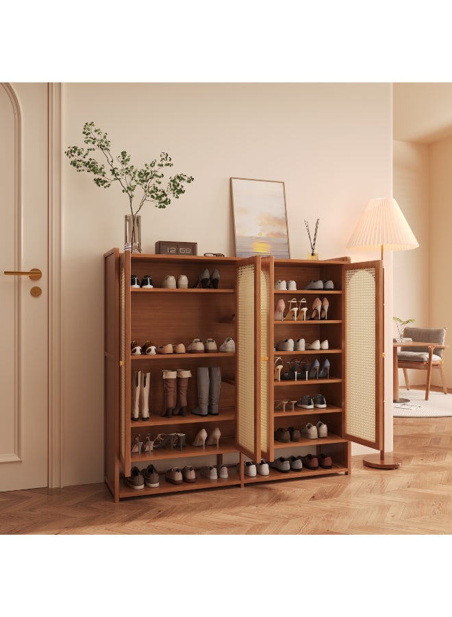 بست وان خزانة أحذية عملية وأنيقة مثالية للحفاظ على مساحة معيشة منظمة ومرتبة وجذابة 120×33×111 سم بني 4 أبواب 8 طبقات - Image 1