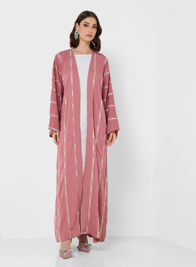 Khizana Print Detail Abaya With Sheila