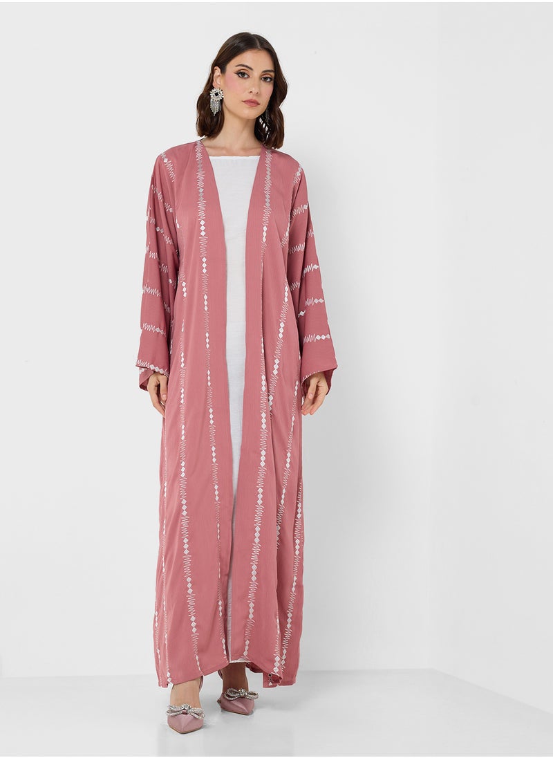 Khizana Print Detail Abaya With Sheila  - Image 5