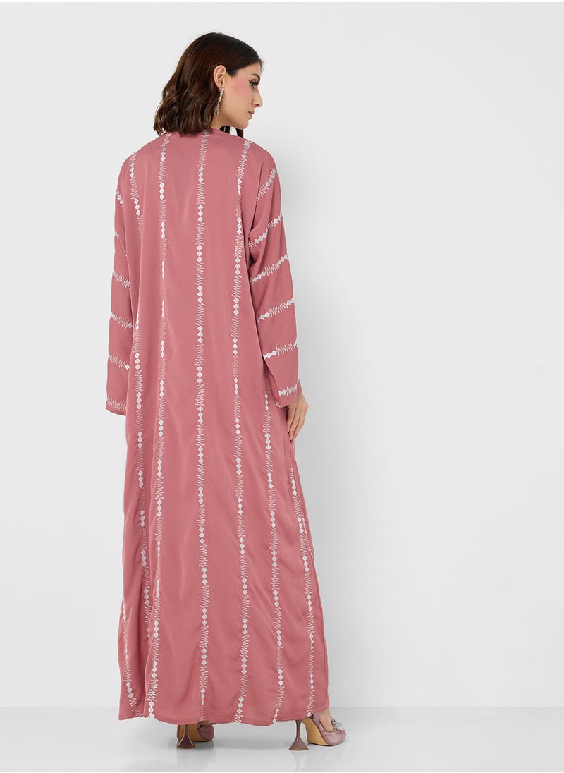 Khizana Print Detail Abaya With Sheila  - Image 2