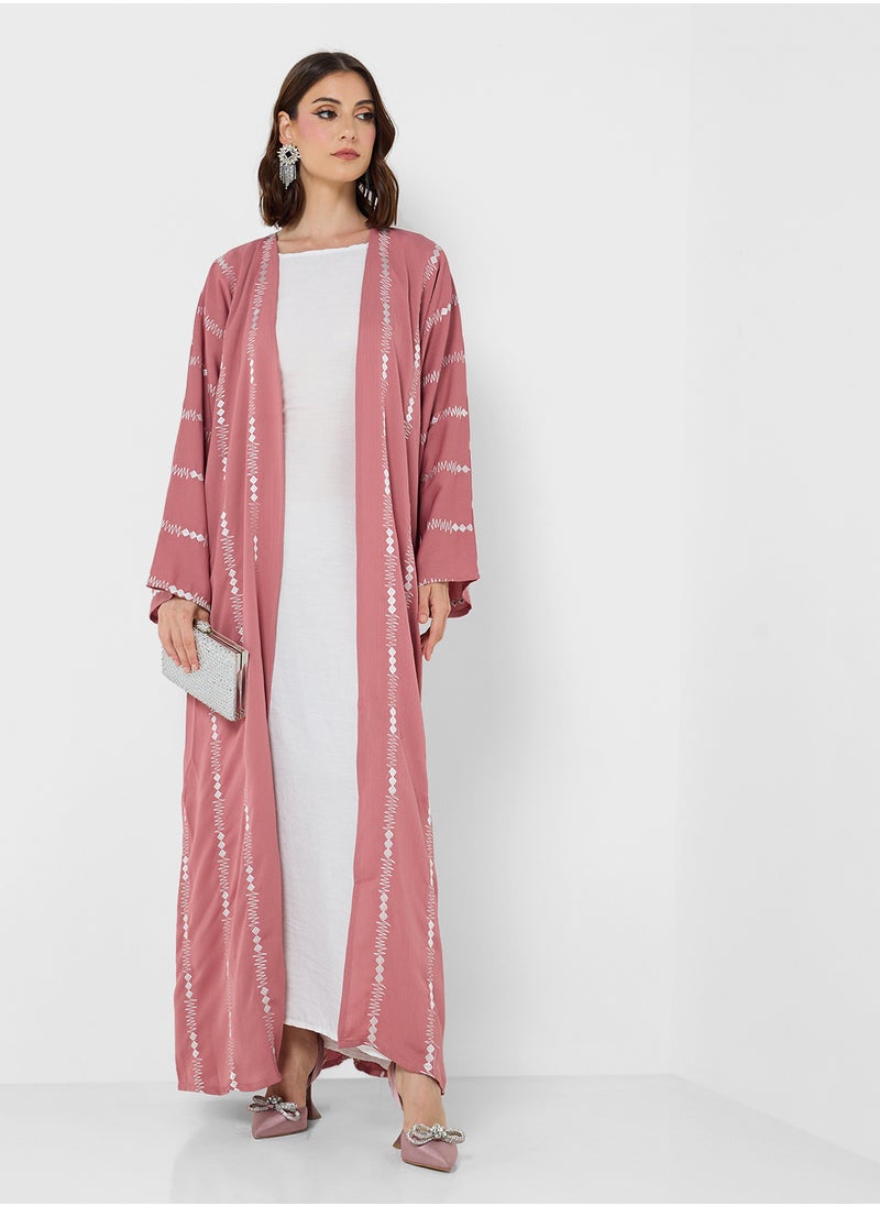 Khizana Print Detail Abaya With Sheila  - Image 1