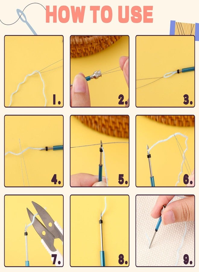 AUGSUN 13Pcs Punch Needle Kit, Punch Needle Tool Adjustable Punch Needle Embroidery Kits Wooden Handle Embroidery Pen for Embroidery Floss Cross Stitching Beginner - Image 4