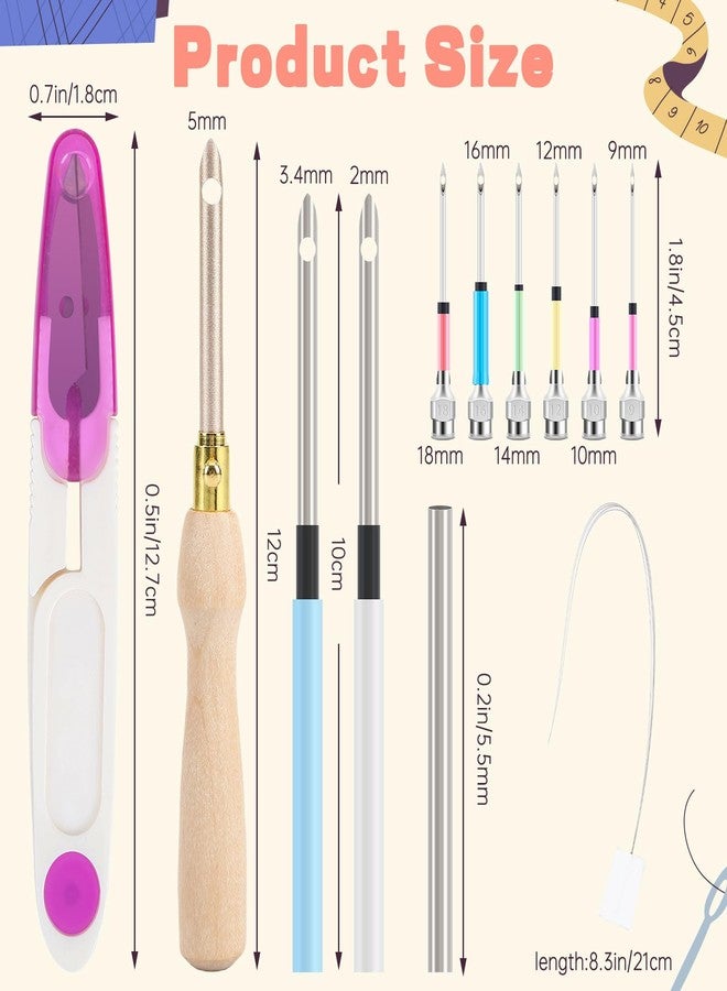 AUGSUN 13Pcs Punch Needle Kit, Punch Needle Tool Adjustable Punch Needle Embroidery Kits Wooden Handle Embroidery Pen for Embroidery Floss Cross Stitching Beginner - Image 2