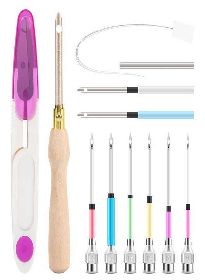 AUGSUN 13Pcs Punch Needle Kit, Punch Needle Tool Adjustable Punch Needle Embroidery Kits Wooden Handle Embroidery Pen for Embroidery Floss Cross Stitching Beginner - Image 1