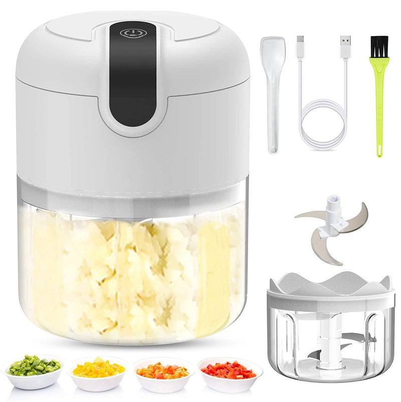 Evona Mini USB Wireless Electric Garlic Chopper, Mini Food Chopper Garlic Mincer Blender Meat Grinder Waterproof Rechargeable Food Processor (250ml, 37 Watts, Multicolor) - Image 1