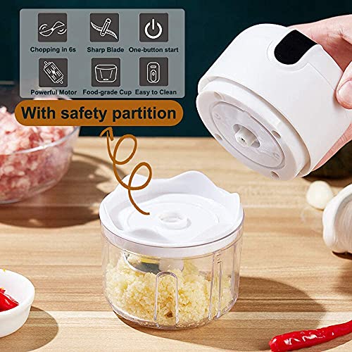 Evona Mini USB Wireless Electric Garlic Chopper, Mini Food Chopper Garlic Mincer Blender Meat Grinder Waterproof Rechargeable Food Processor (250ml, 37 Watts, Multicolor) - Image 4