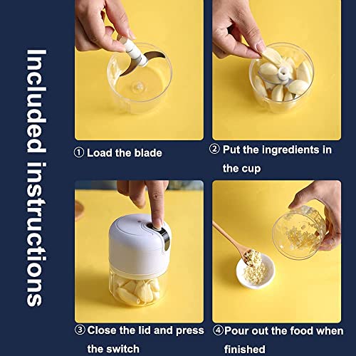 Evona Mini USB Wireless Electric Garlic Chopper, Mini Food Chopper Garlic Mincer Blender Meat Grinder Waterproof Rechargeable Food Processor (250ml, 37 Watts, Multicolor) - Image 5