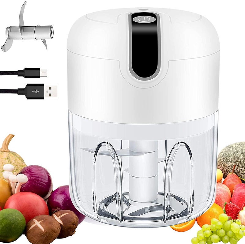 Evona Mini USB Wireless Electric Garlic Chopper, Mini Food Chopper Garlic Mincer Blender Meat Grinder Waterproof Rechargeable Food Processor (250ml, 37 Watts, Multicolor) - Image 2
