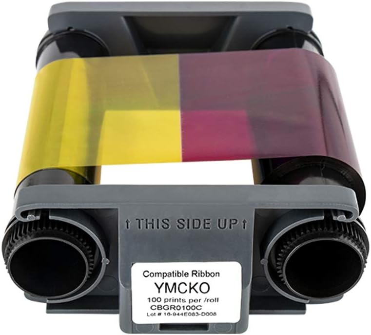 CBGR0100C شريط YMCKO كامل الألوان لطابعات البطاقات Evolis Badgy 100 و Badgy 200، 100 طبعة - Image 2