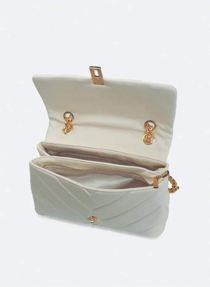 AMICA Adelina Quilted Leather Crossbody Bag for Women- White