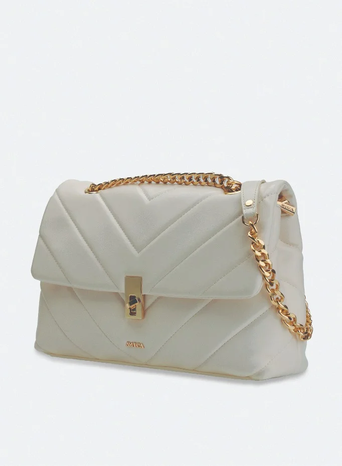 AMICA Adelina Quilted Leather Crossbody Bag for Women- White